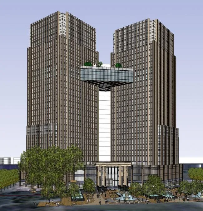Sketchup综合体模型|商业广场，大型商业综合体，高层办公，酒店，新古典风格