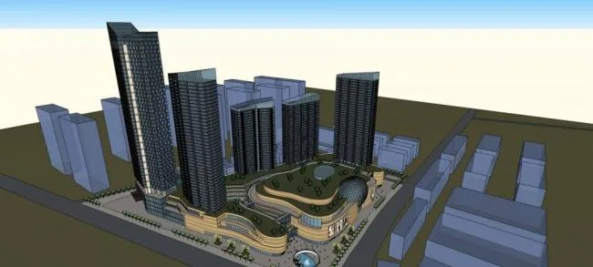 Sketchup综合体模型|超高层城市综合体，高层办公，现代风格