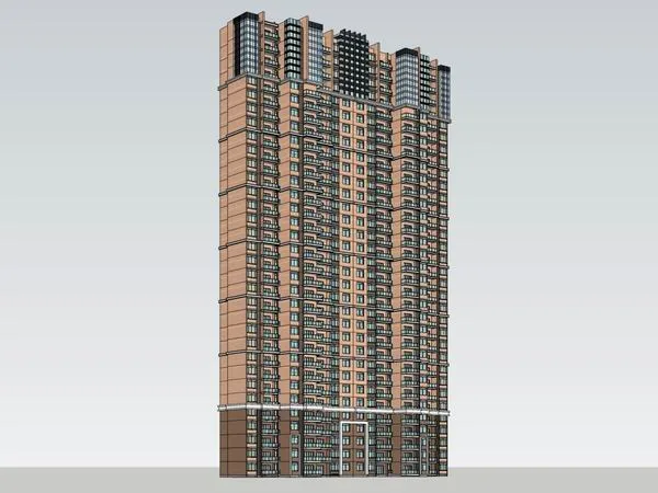 Sketchup住宅模型|高层住宅，现代风格，25层