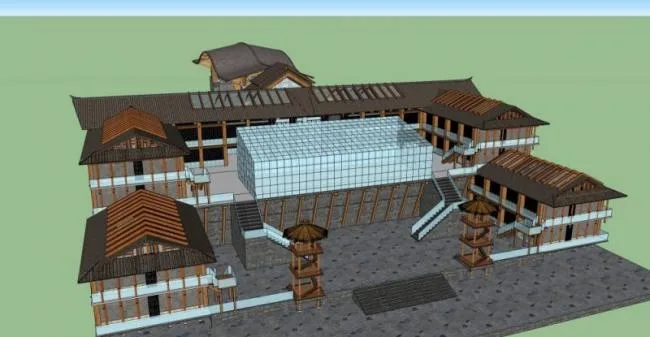 Sketchup商业模型|多层商业会所，中式风格