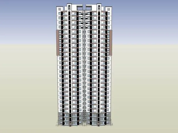 Sketchup住宅模型|高层住宅，古典风格，27层