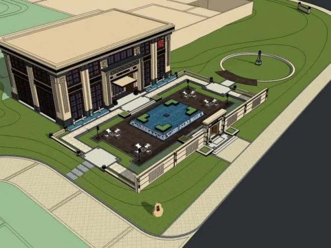 Sketchup商业模型|多层商业会所，中式风格
