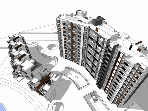 Sketchup住宅模型|高层住宅，洋房，现代风格，海景住宅