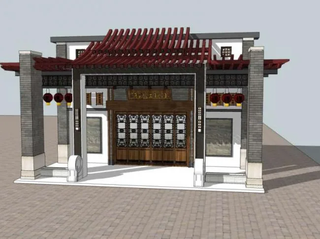 Sketchup商业模型|多层酒楼，商业，中式风格