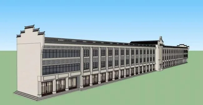 Sketchup商业模型|商业街道建筑，古典风格