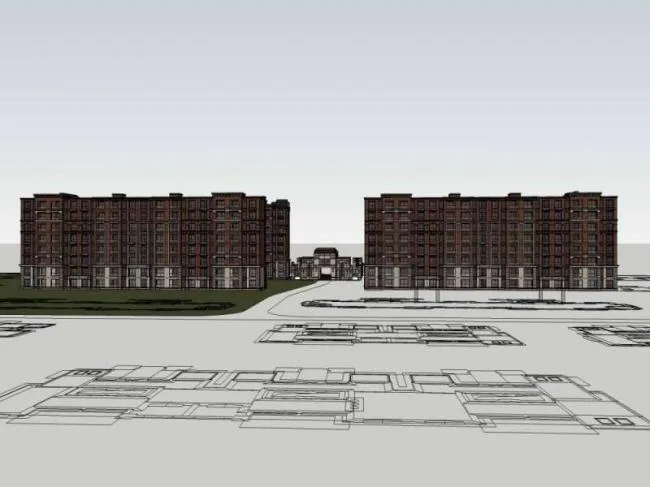 Sketchup商业模型|多层公寓住宅，商业，古典风格