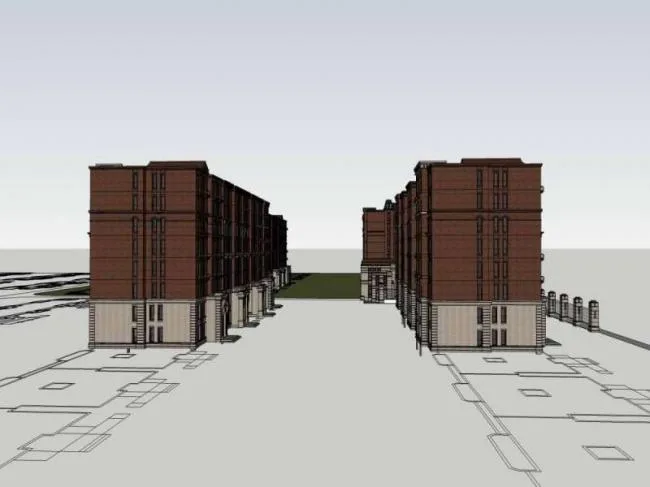 Sketchup商业模型|多层公寓住宅，商业，古典风格