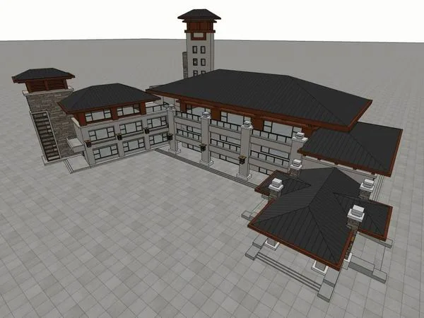Sketchup商业模型|多层商业会所，古典风格