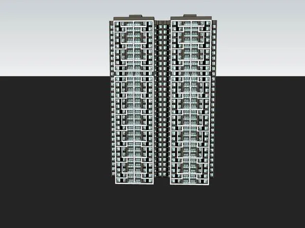 Sketchup住宅模型|高层住宅，现代风格，30层