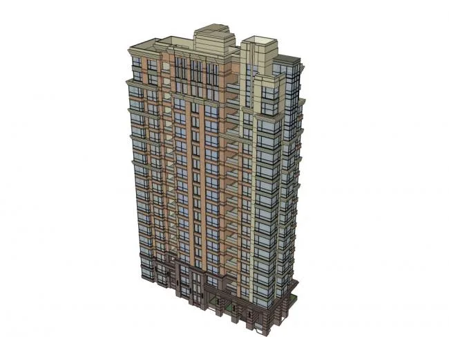 Sketchup住宅模型|高层住宅，古典风格，18层