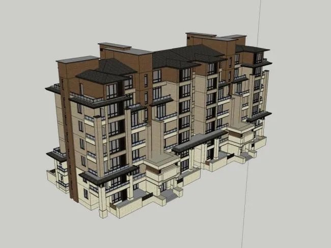 Sketchup住宅模型|多层住宅，古典风格