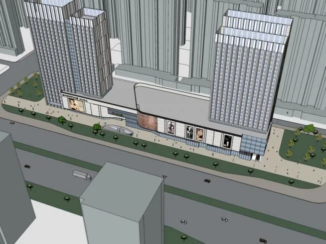 Sketchup综合体模型|多层高层混合商业综合体，高层办公，现代风格