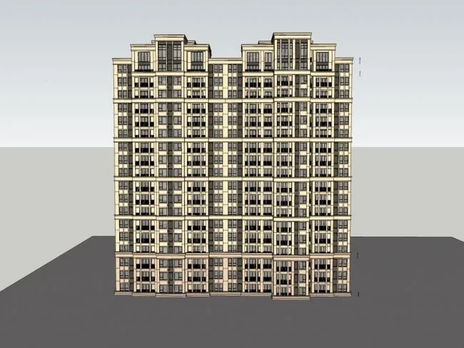 Sketchup住宅模型|高层住宅，现代风格，18层