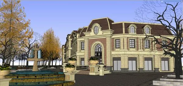 Sketchup商业模型|多层商业街，古典风格