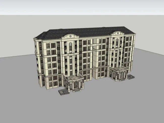 Sketchup住宅模型|多层住宅，古典风格