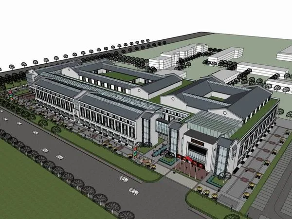 Sketchup商业模型|多层商场，商业，现代中式风格