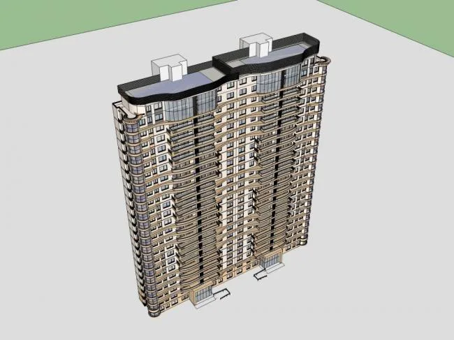 Sketchup住宅模型|高层住宅，现代风格，24层