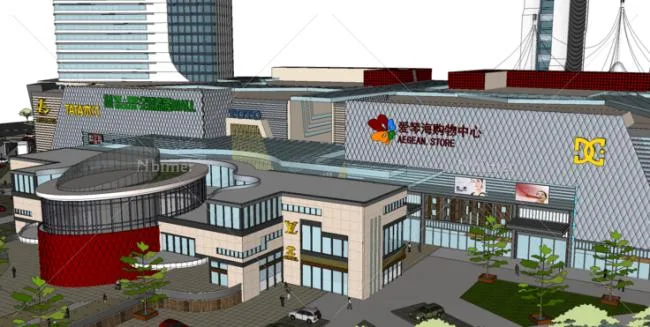 Sketchup综合体模型|多高层购物中心，商业综合体，现代风格