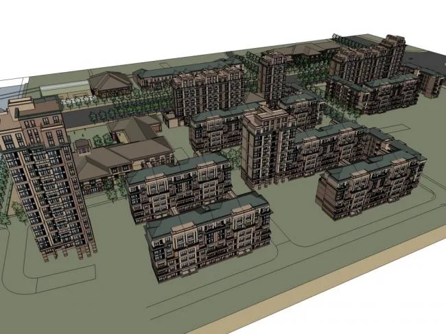 Sketchup住宅模型|高层住宅楼，古典风格，18层