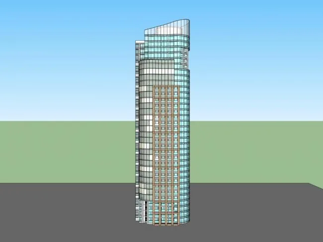 Sketchup住宅模型|超高层住宅，现代风格，33层