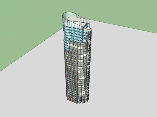Sketchup住宅模型|超高层住宅，现代风格，33层