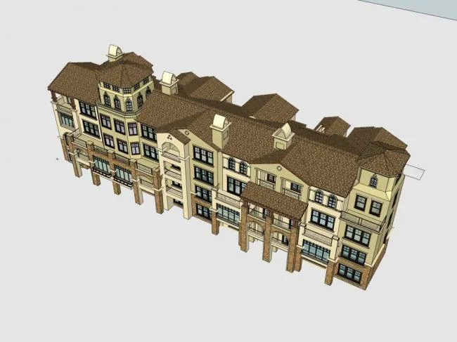 Sketchup住宅模型|多层住宅小区，古典风格