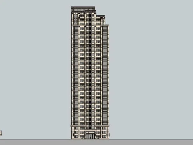 Sketchup住宅模型|超高层住宅小区，古典风格，30层