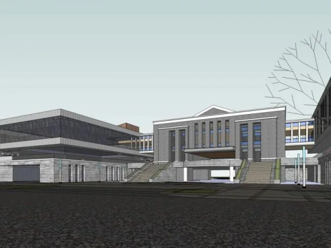 Sketchup综合体模型|多高层商业综合体，现代中式风格