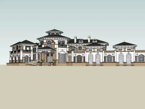 Sketchup商业模型|多层商业会所，欧式古典风格