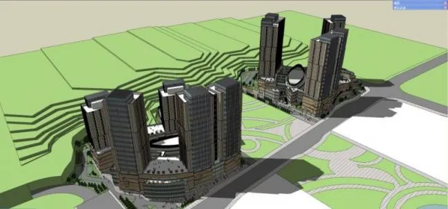Sketchup综合体模型|高层商业综合体，现代风格