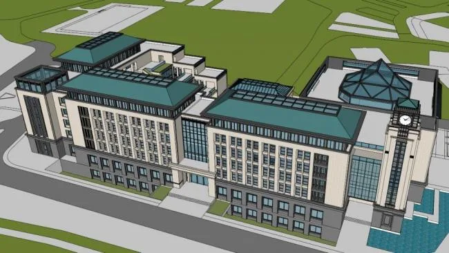 Sketchup学校模型|多层学校，小学，新古典风格，教育建筑