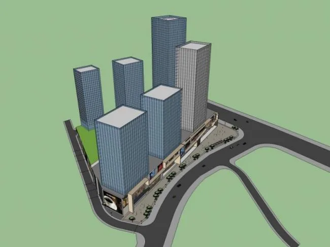 Sketchup综合体模型|超高层商业中心，现代风格