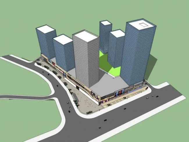 Sketchup综合体模型|超高层商业中心，现代风格