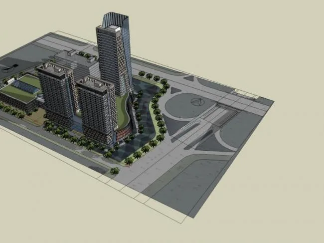 Sketchup综合体模型|高层商业综合体，现代风格