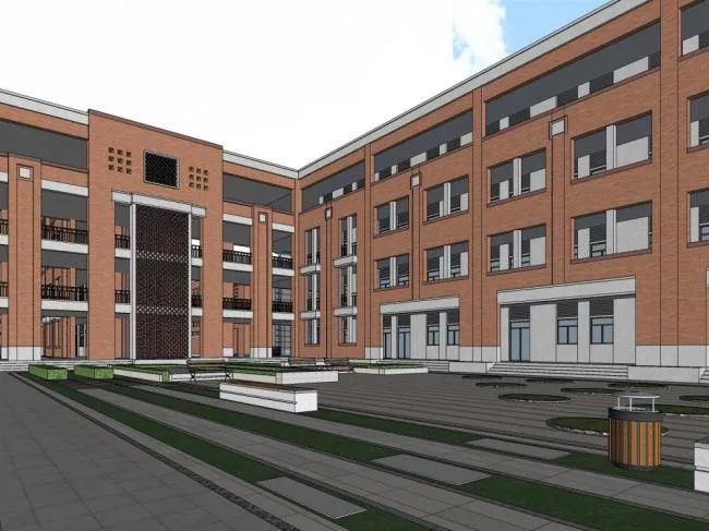 Sketchup学校模型|多层中学，学校，教学楼，教育建筑，现代风格