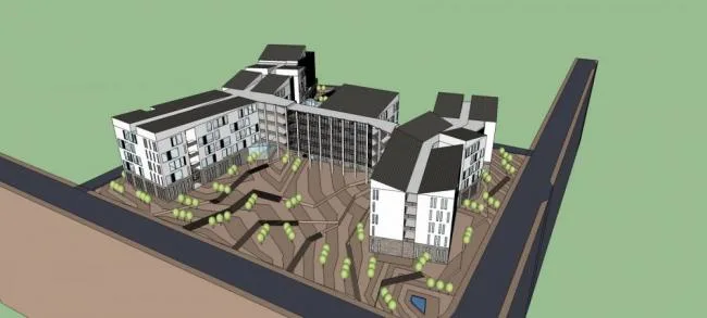 Sketchup学校模型|多层学校，现代风格，山地，教育建筑