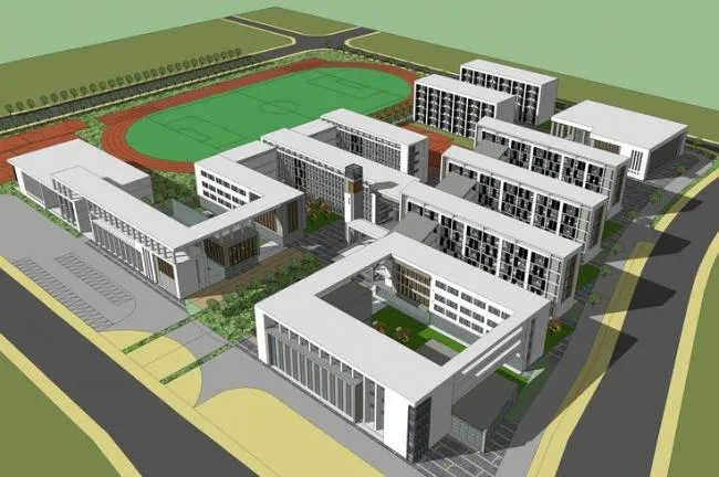 Sketchup学校模型|多层学校，教学楼，操场，现代风格，教育建筑，校园规划
