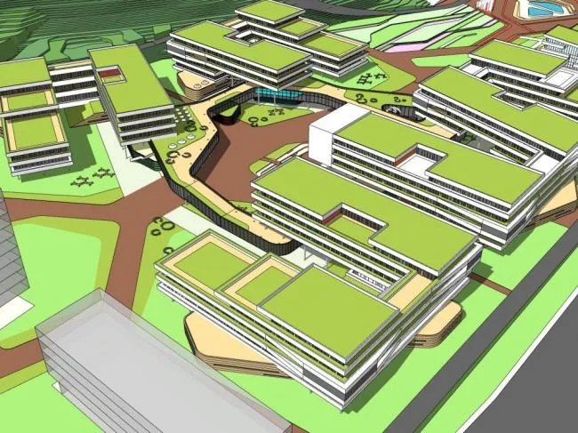 Sketchup学校模型|多层学校，校园，教育建筑，教学楼，现代风格