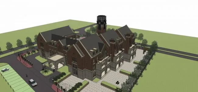 Sketchup学校模型|多层幼儿园，教育建筑，文教卫生，英式，古典风格
