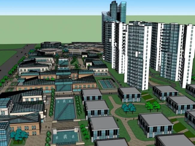 Sketchup综合体模型|多层高层混合综合体，现代风格