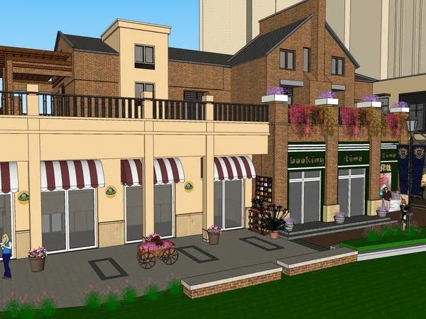 Sketchup商业模型|多层沿街商业建筑，古典风格