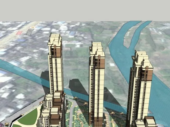 Sketchup综合体模型|多高层城市综合体，住宅，底层商业，古典风格