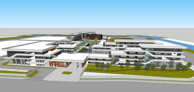 Sketchup学校模型|多层学校，校园，教学楼，教育建筑，现代风格