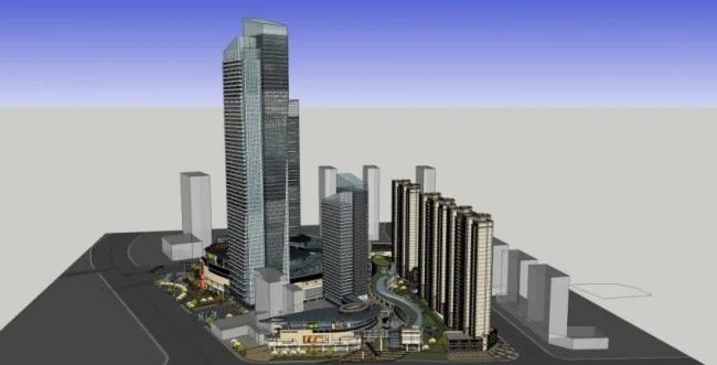 Sketchup综合体模型|超高层商业综合体，办公，酒店，住宅，现代风格