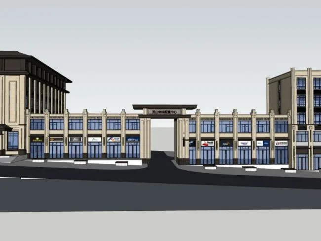Sketchup商业模型|多层商业综合体，古典风格
