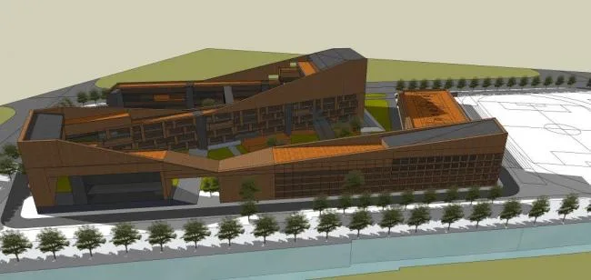 Sketchup学校模型|多层学校，教学楼，校园，现代风格，教育建筑