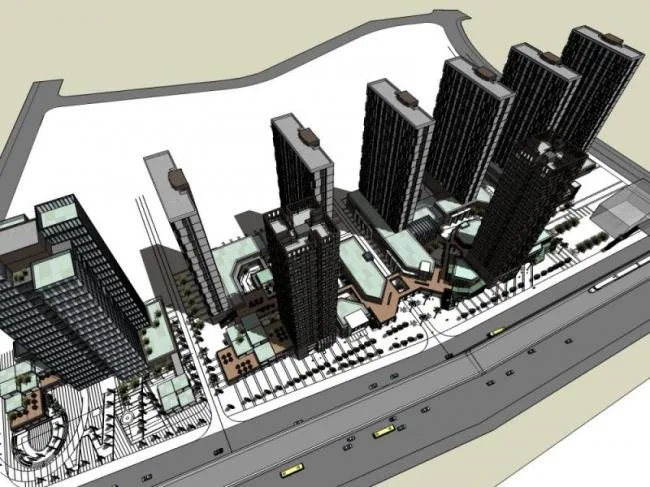 Sketchup综合体模型|超高层城市综合体，住宅，办公，现代风格