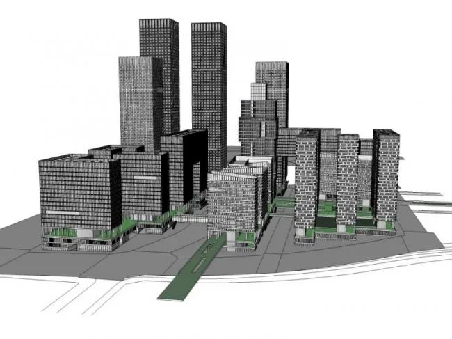 Sketchup综合体模型|超高层城市综合体，住宅，办公，现代风格