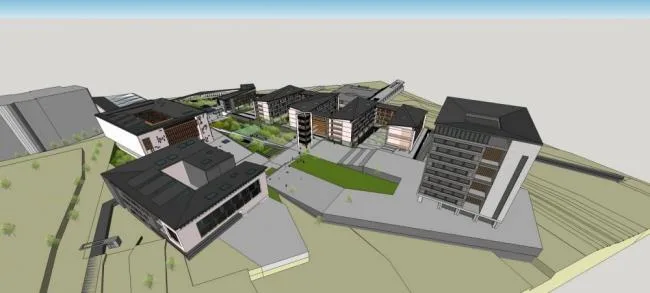 Sketchup学校模型|昆明工业职业技术学院，多层学校，新中式风格，教育建筑