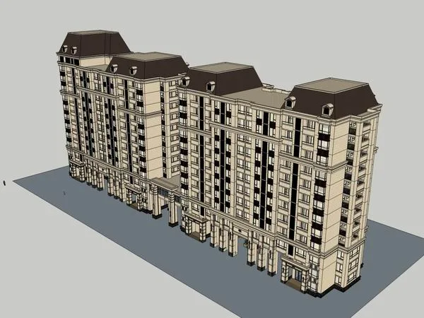 Sketchup商业模型|高层公寓住宅，古典风格